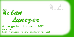 milan lunczer business card